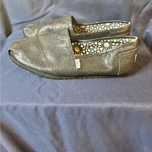 Toms Women's Black Glitter Slip-On Flats